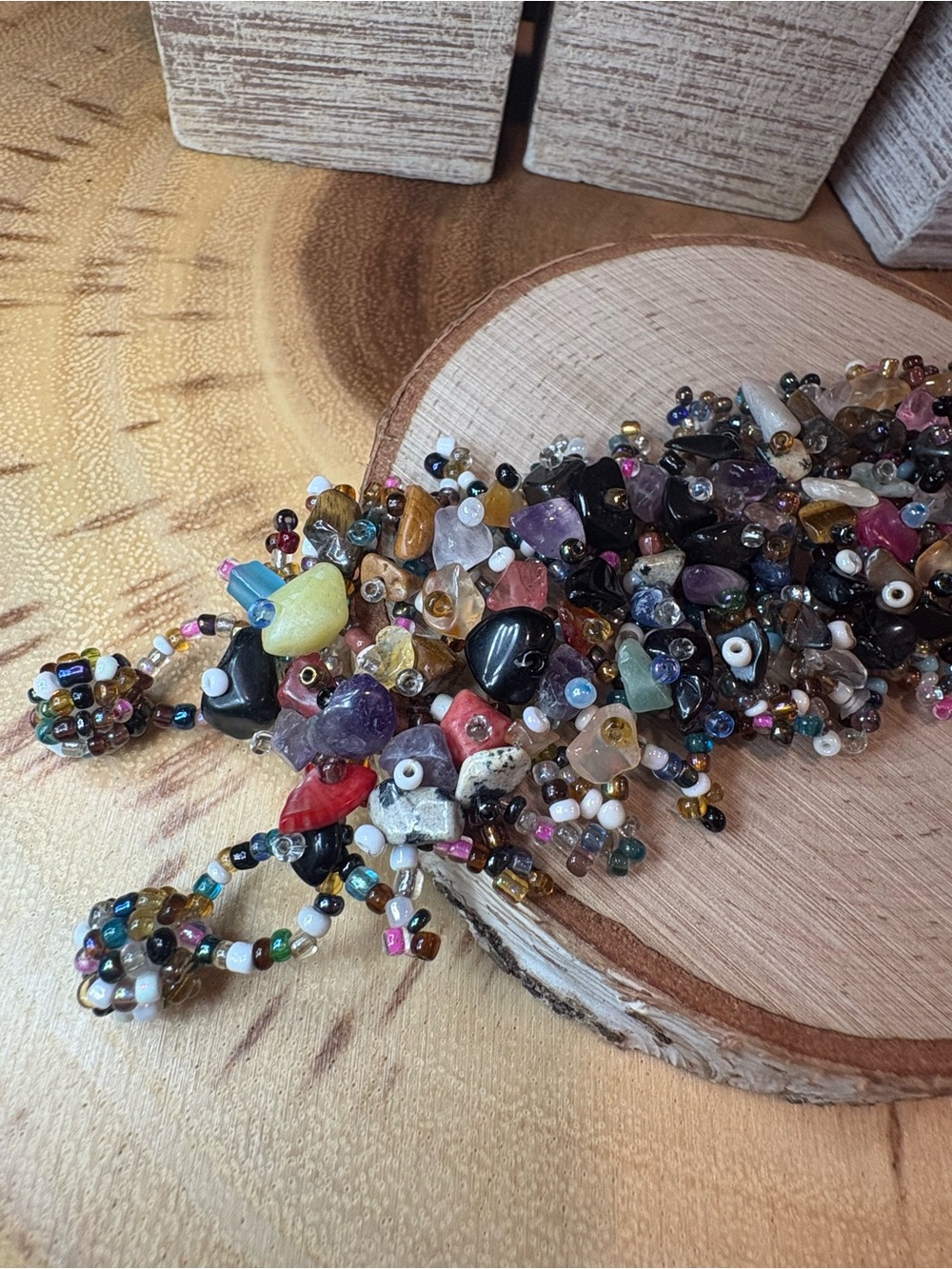 Vintage Multicolor Beaded Cluster Bracelet - Black, Red, Pink, Blue, Green, Gold - Picture 3 of 6